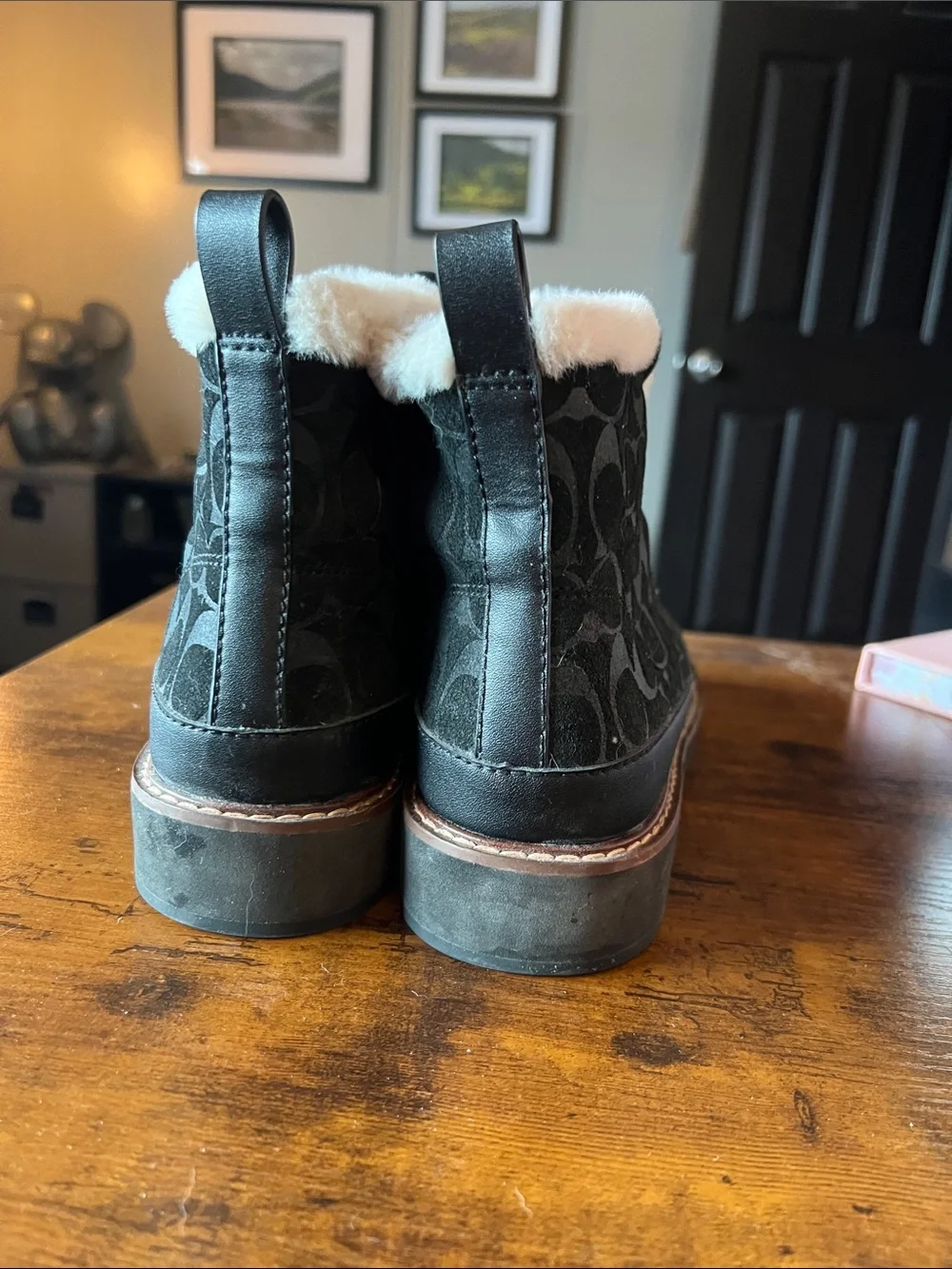 Coach Suede/Leather Black Signature Bootie
